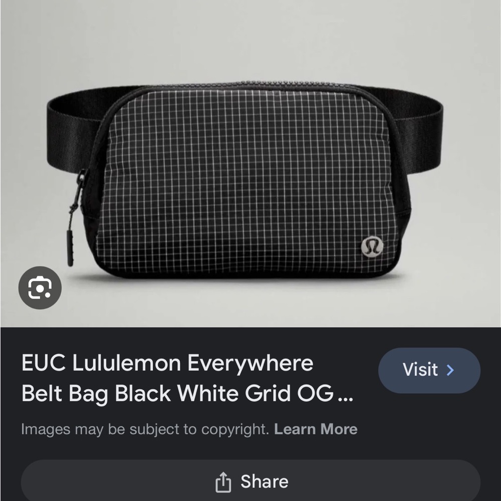 Lululemon Everywhere Belt bag black white grid
